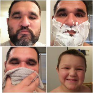 Collage a bearded man after clean shave