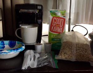 A Good travel coffee maker on my breakfast table