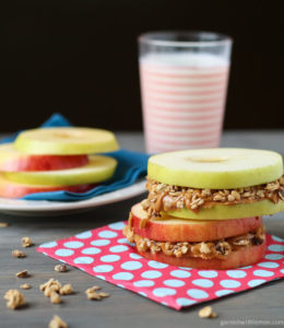 Apple Sandwich with Almond butter and Granola