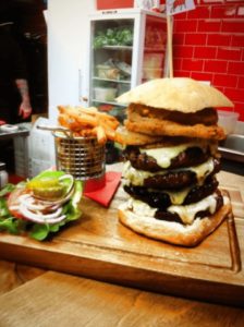 A giant hamburger in a restaurant