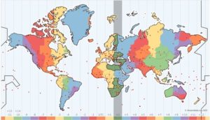 Map with timezone around the world