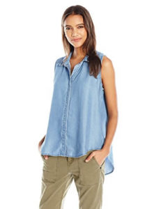 woman wearing sleeveless top made from tencel fiber