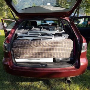 foldable mattress for travl inside trunk of a car for transportation