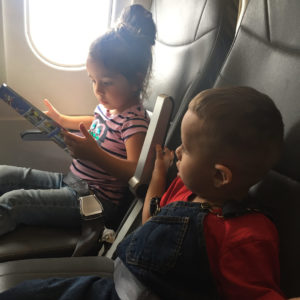 Small children during a flight