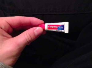 Travel sized toothpaste is very small and 5g content