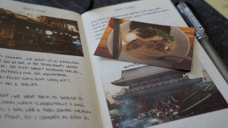 japan trip travel report on a notebook