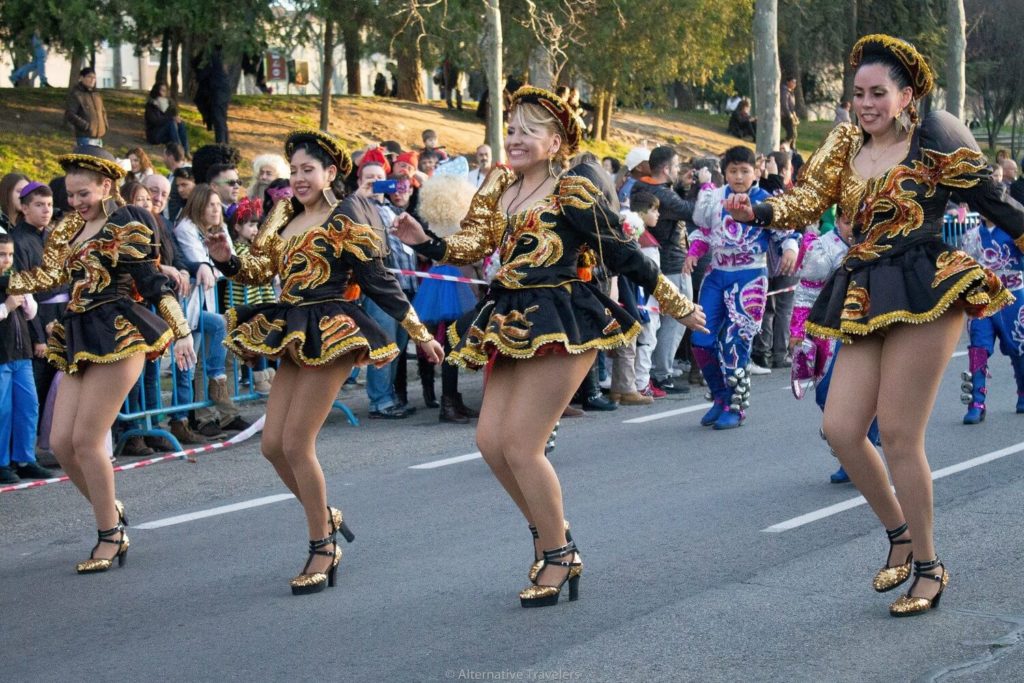 woman dancing during carnival in bolivia